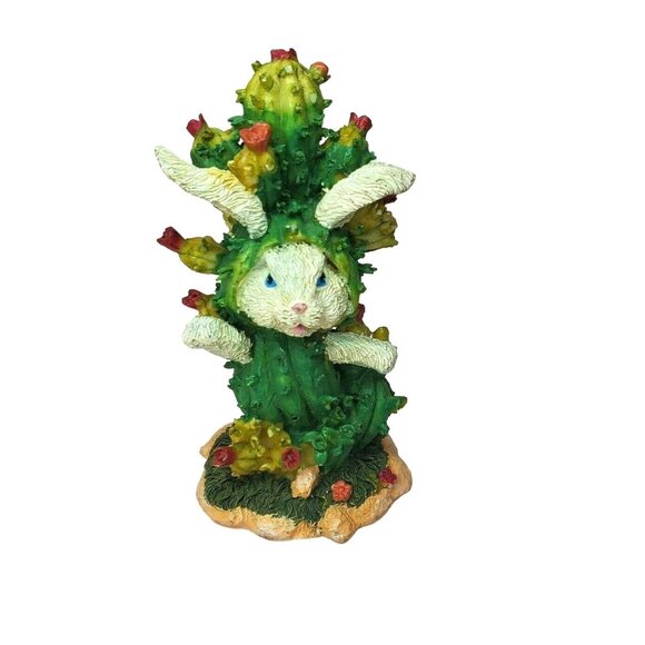 Rabbit Disguised as Cactus Figurine - Unique Easter Home Decor - Picture 1 of 9